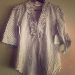 Button up ruffle blouse
